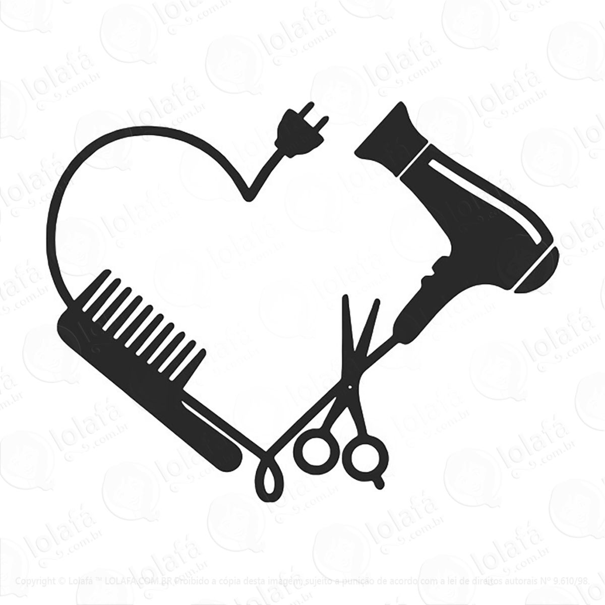 Adesivo Salão Cabelo Secador Tesoura Mod:21