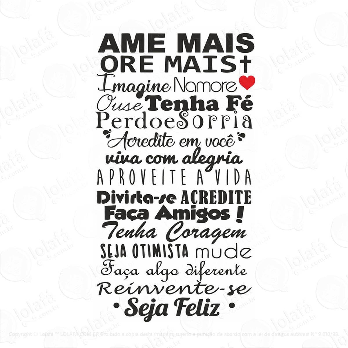 adesivo de parede frase ame mais ore mais amigos mod:23
