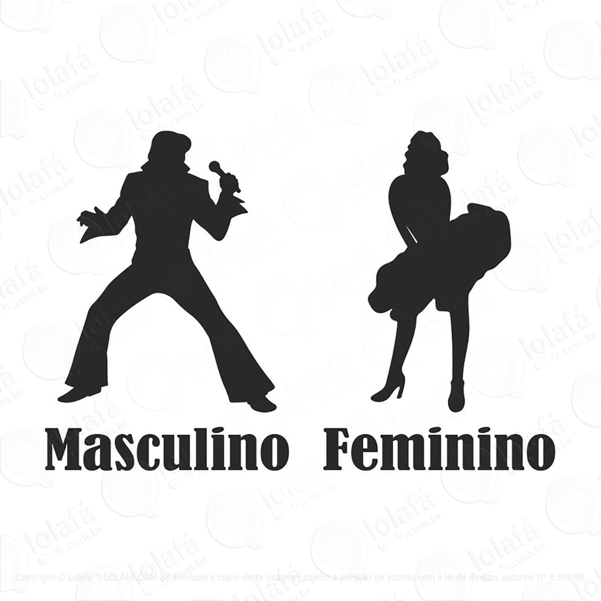adesivo masculino e feminino parede ou porta mod:31