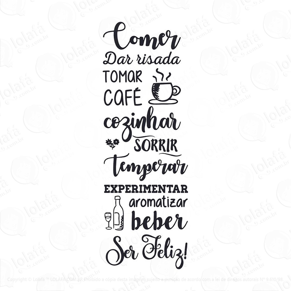 adesivo frase comer dar risada mod:34