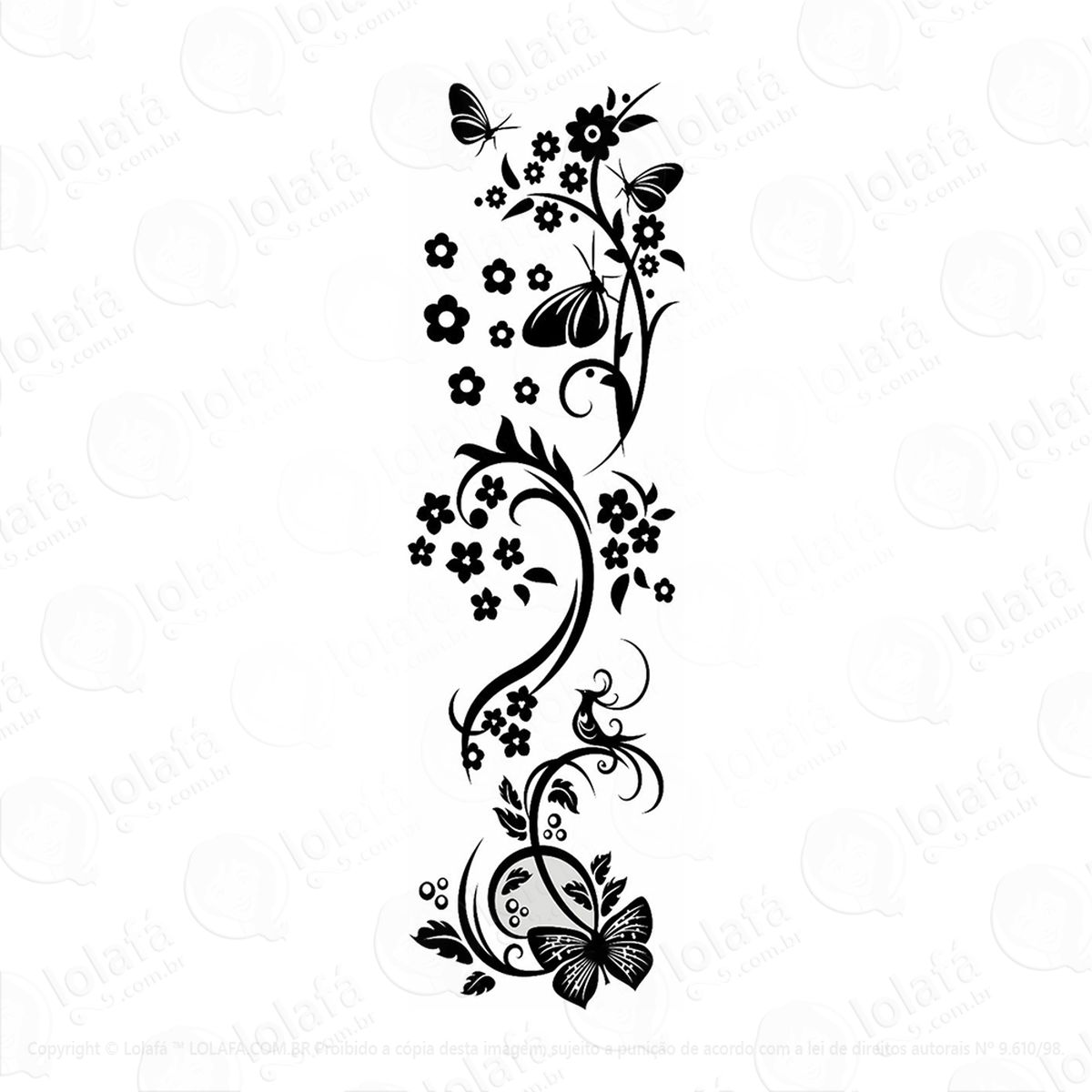 adesivo floral borboleta parede box geladeira mod:36