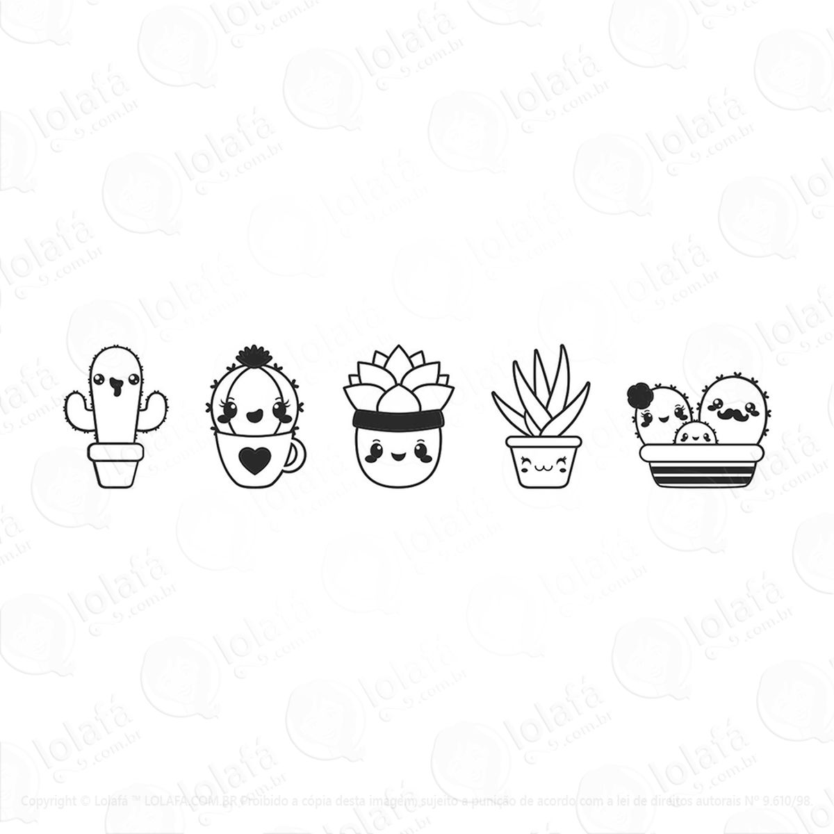 adesivo plantas vasinhos cactos mod:51