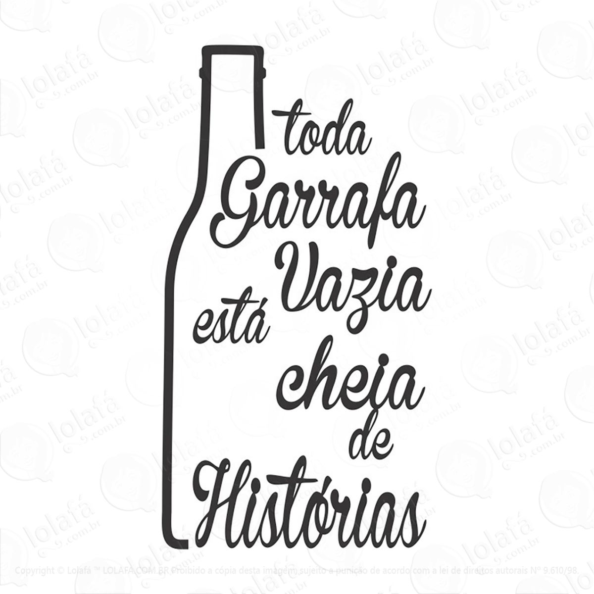 adesivo frase garrafa vazia mod:69