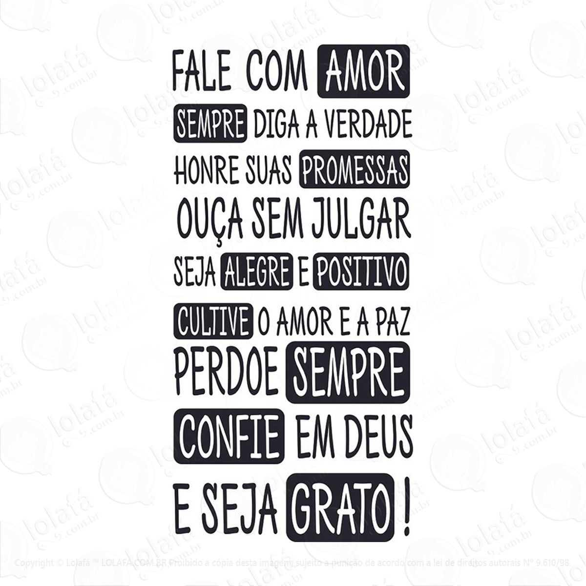 adesivo frases positivas - fale com amor mod:85