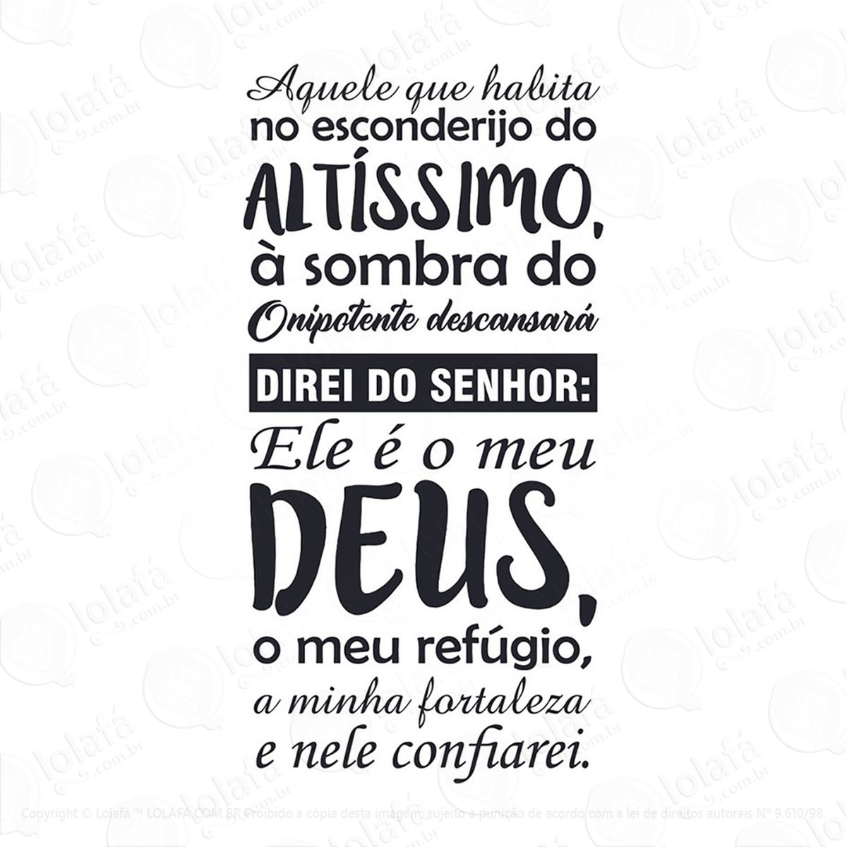 adesivo frase salmo aquele que habita mod:96