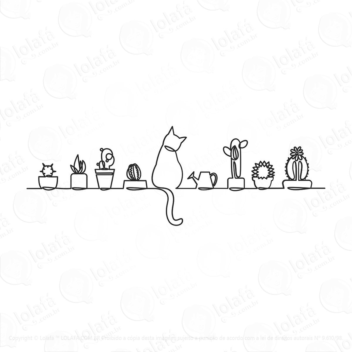 adesivo cactos e gatinho adesivos de pets mod:97