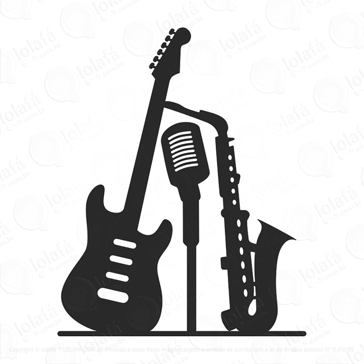 Adesivo Instrumentos Musicais Guitarra Saxofone Mod:140