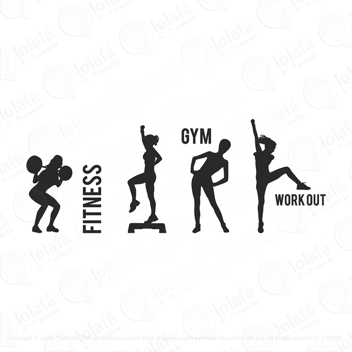 Adesivo Fitness Gym Academina Adesivos Para Academia Mod:141