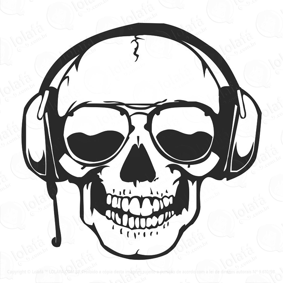 Adesivo Caveira Com Óculos E Fone Mod:144