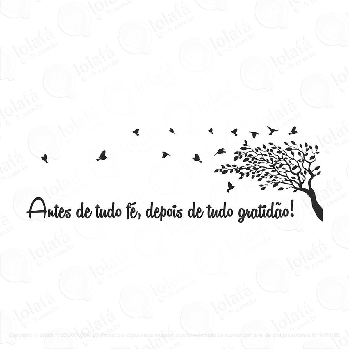 adesivo frase antes de tudo deus depois gratidão mod:216