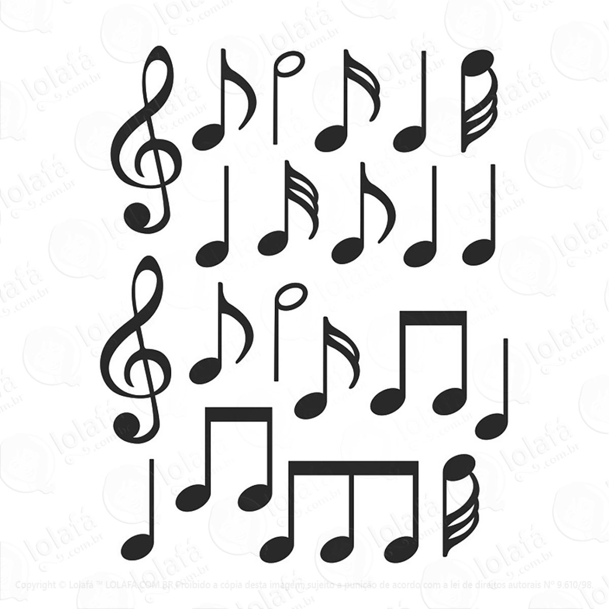 Adesivo Notas Musicais Cartela Mod:232
