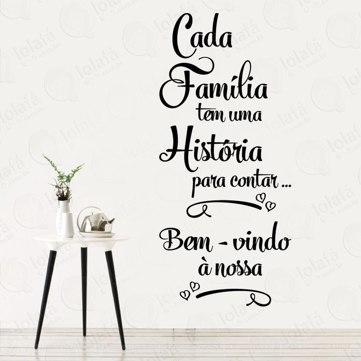 adesivo para sala frase cada família tem uma história... mod:255