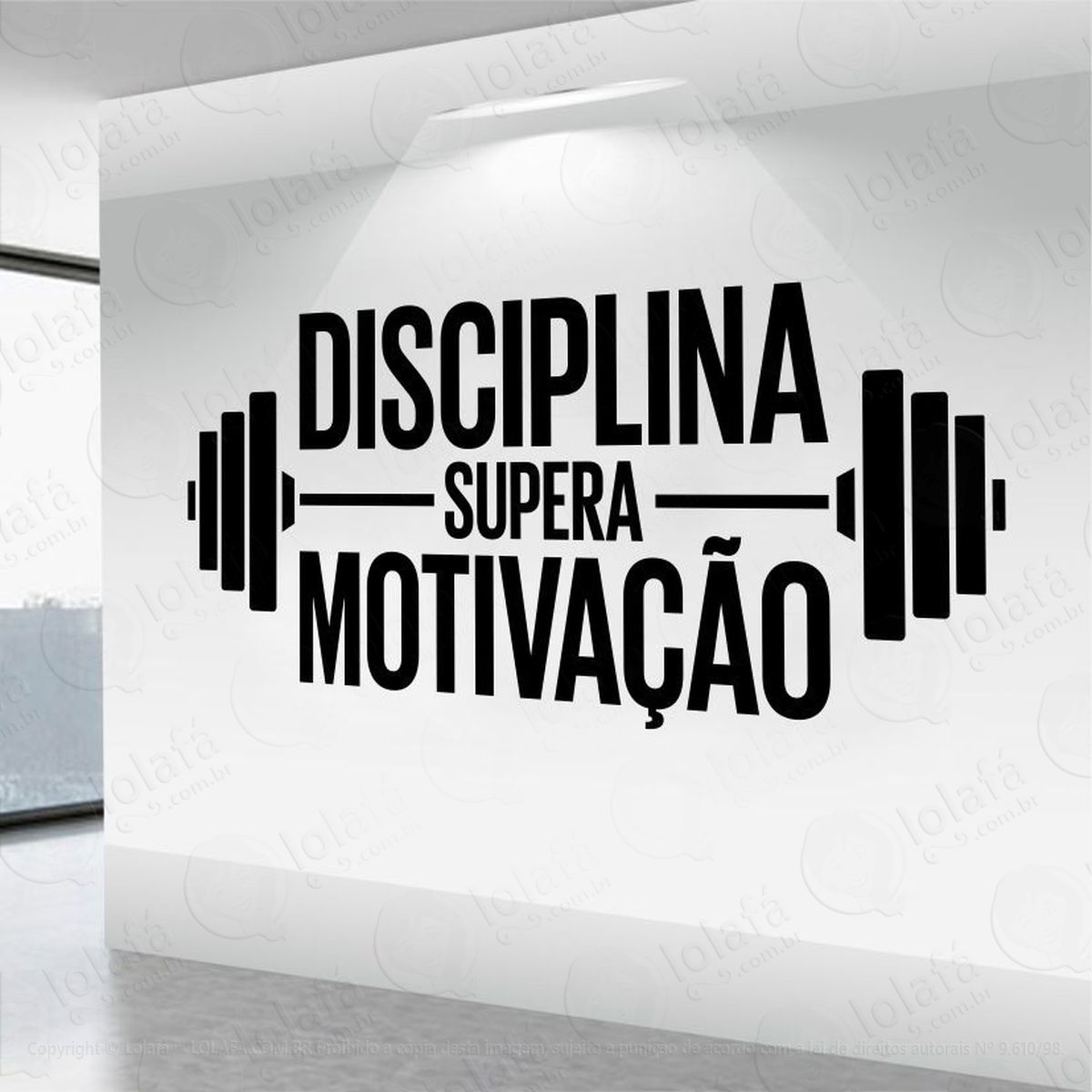 adesivo de parede decorativo frase academia disciplina mod:315