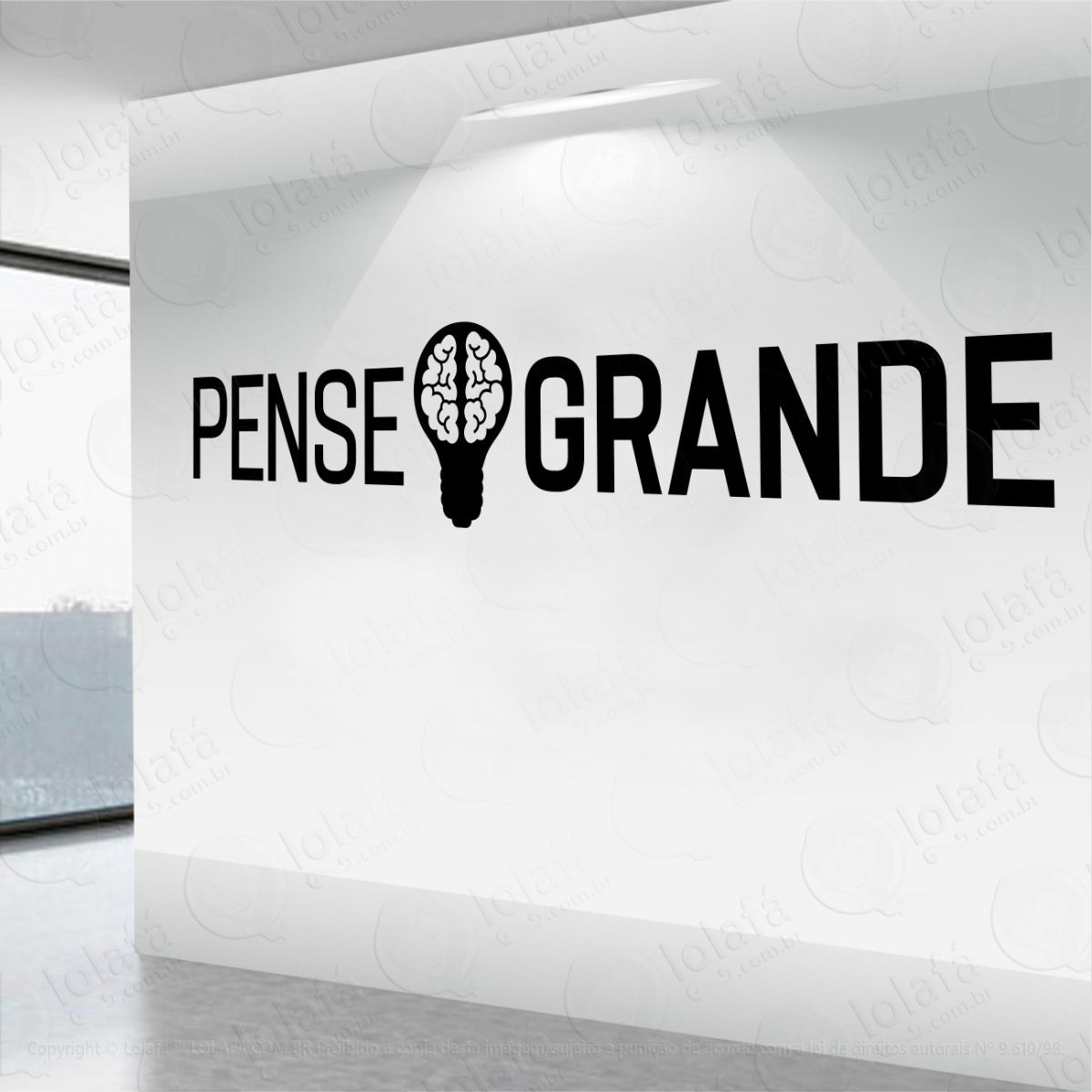 adesivo de parede frase motivacional pense grande mod:385
