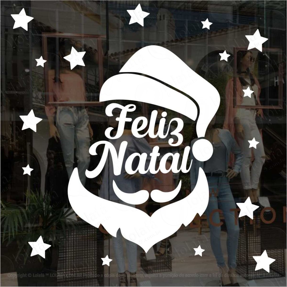 adesivo decorativo papai noel vitrine ou parede mod:396