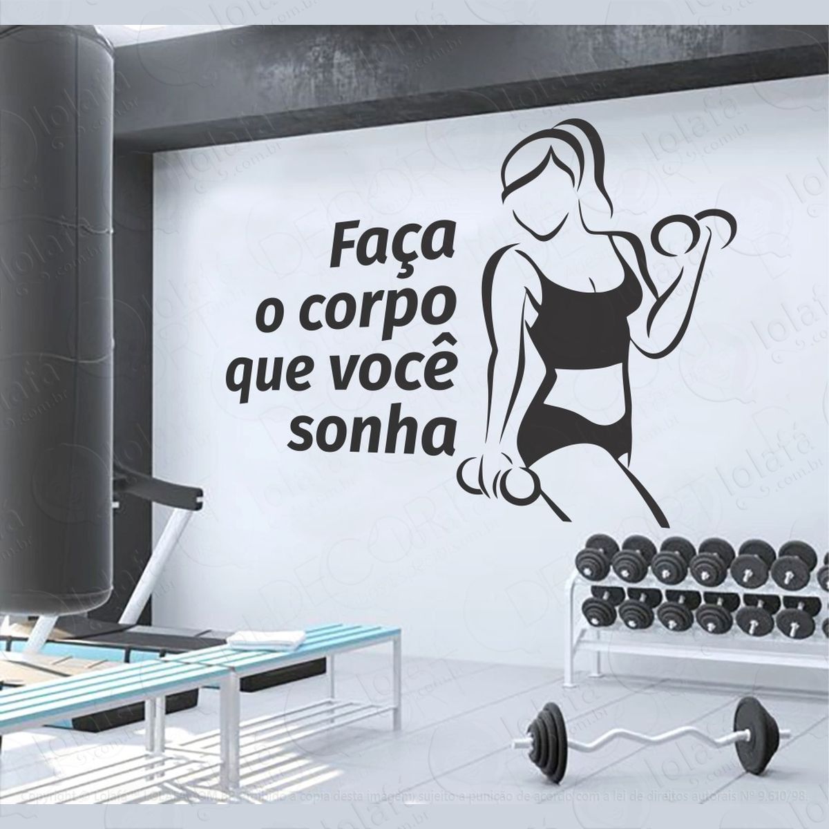 adesivo para academia decor faça o corpo que você sonha mod:401