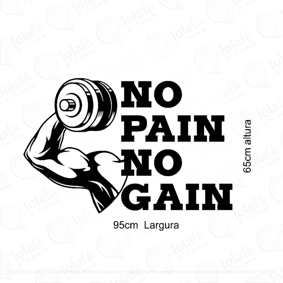 Adesivo Para Academia Decorativo Musculação No Pain No Gain Adesivos Para Academia Mod:407