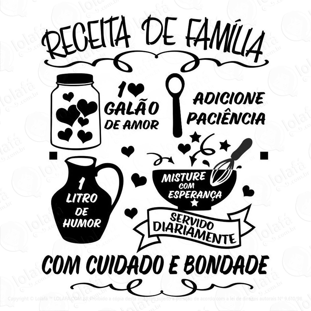 adesivo de parede decorativo receita de familia mod:455