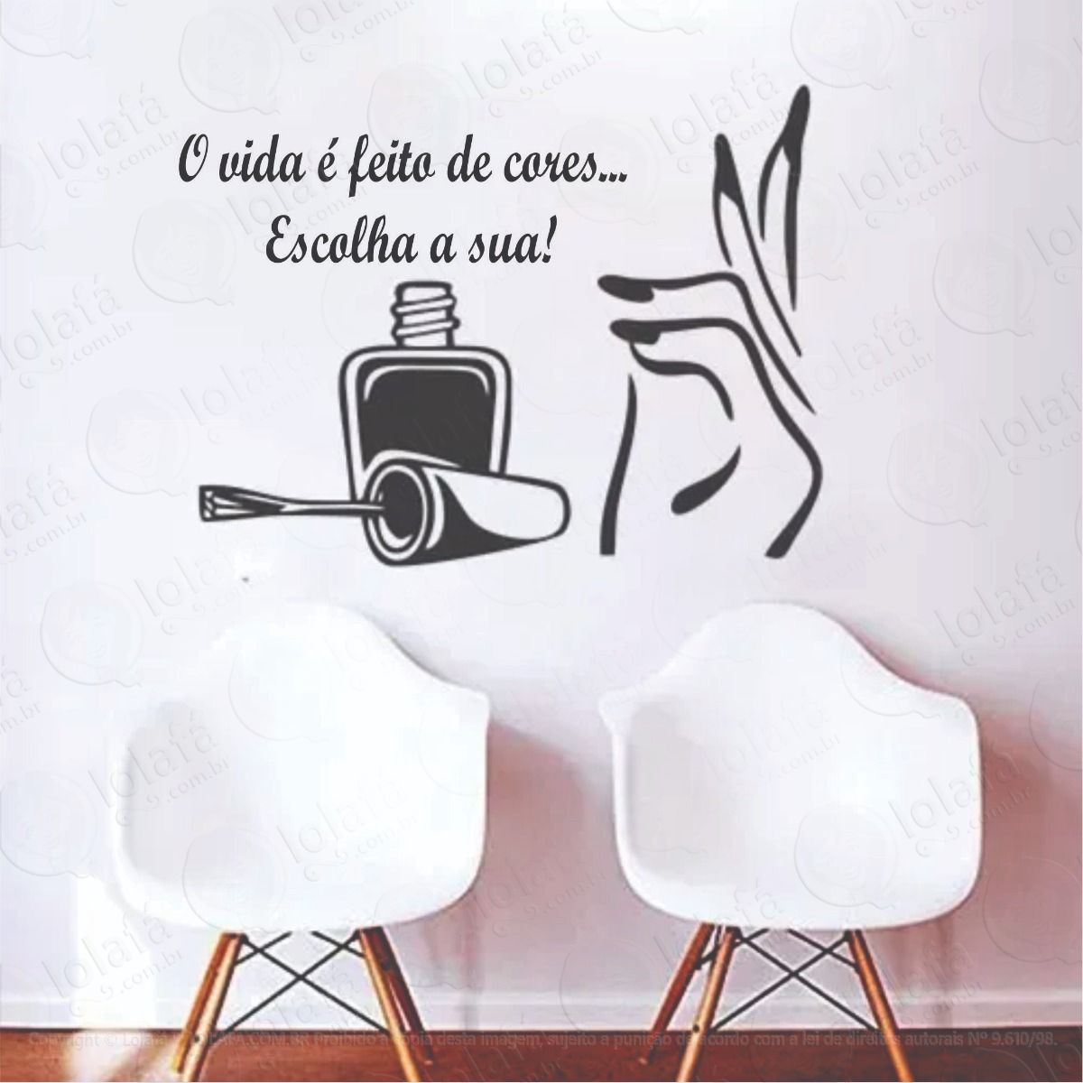 adesivo parede decorativo salão esmalte vida feita de cores mod:552