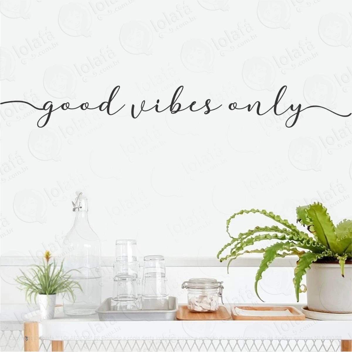 adesivo papel parede frase good vibes only mod:564