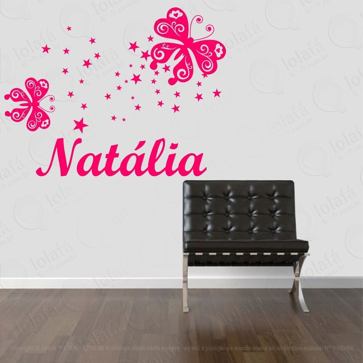 Adesivo Decorativo Parede Infantil Borboleta - Com Nome Mod:574