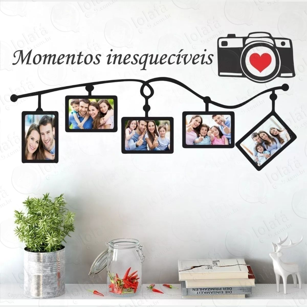 adesivo decorativo momento inesquecíveis fotos da família adesivos de parede mod:591