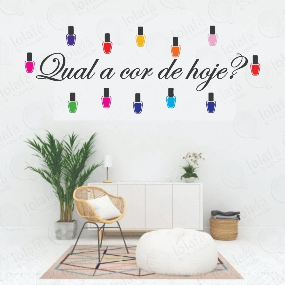 adesivo de parede qual a cor de hoje esmalte manicure beleza mod:599