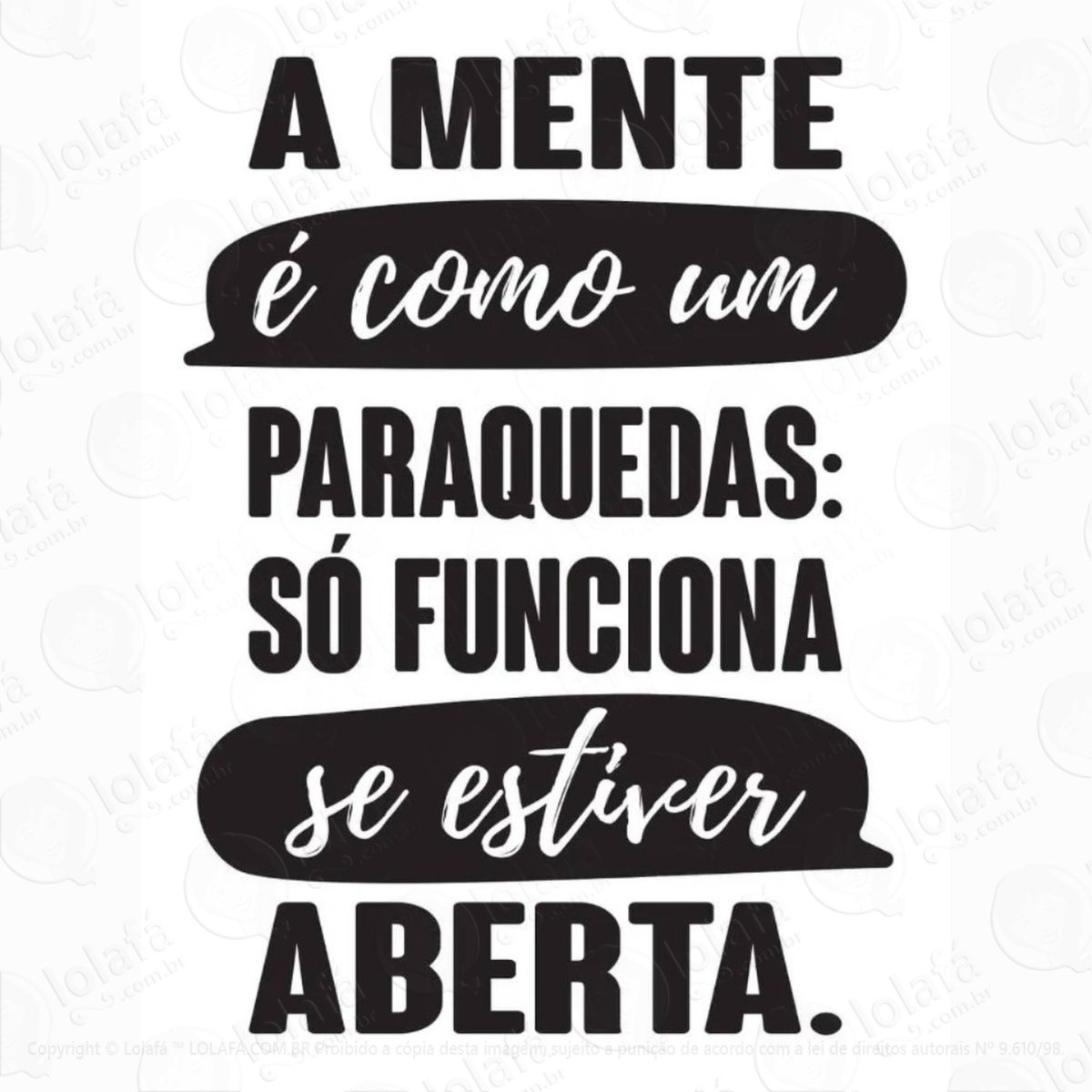 adesivo de parede para sala frase mente aberta mod:624