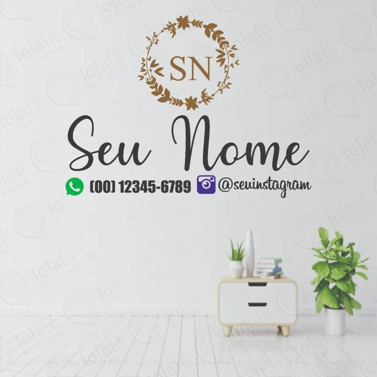 adesivo parede salão de beleza nome e contatos personalizado adesivos de parede mod:632