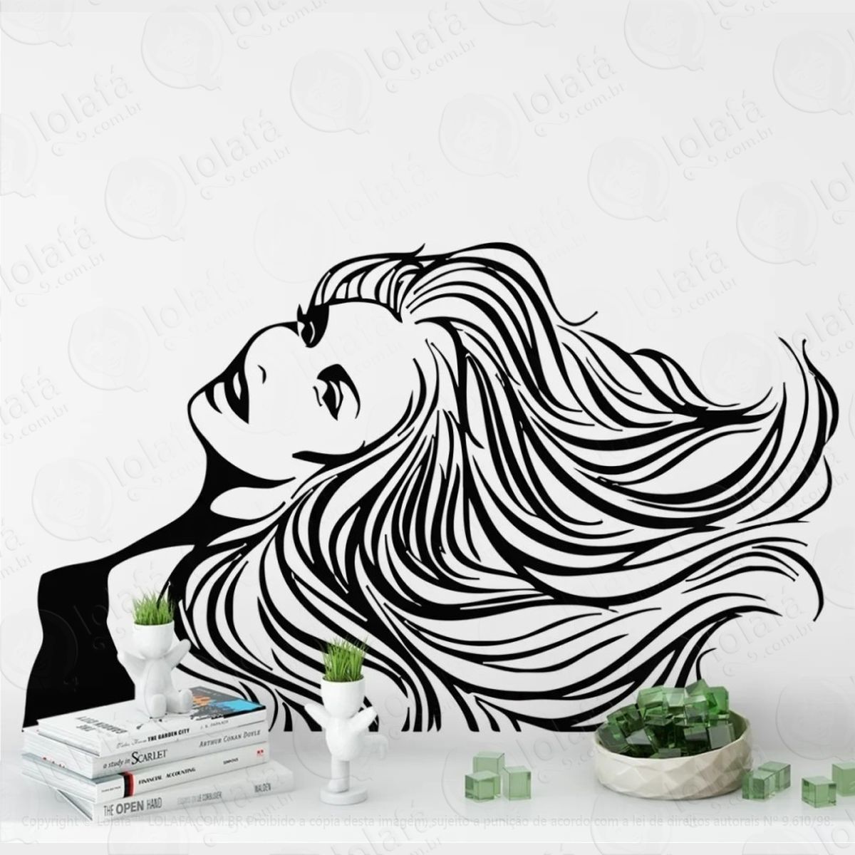 adesivo decorativo papel de parede salão cabeleireiro beleza mod:635