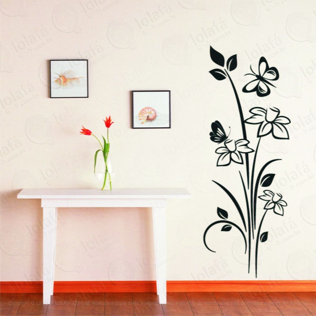 adesivo decorativo parede box banheiro floral flor borboleta adesivos de parede mod:656