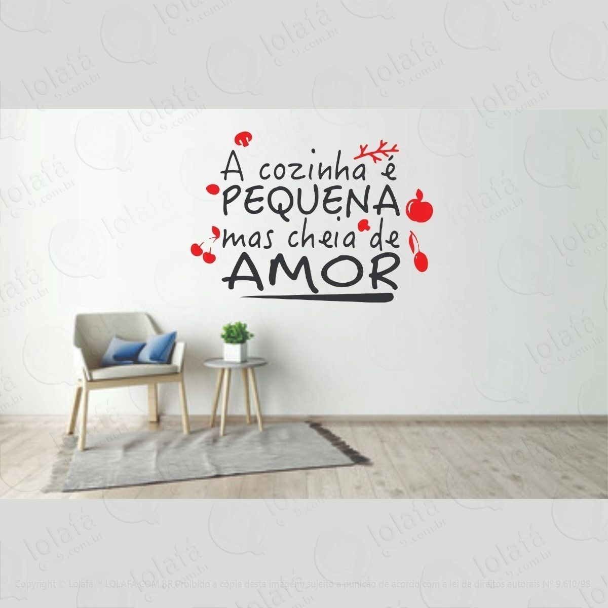 adesivo decorativo de parede sala quarto frase cozinha mod:657