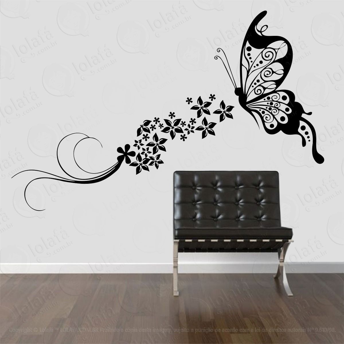 adesivo decorativo parede borboleta floral flores faixa adesivos de parede mod:662