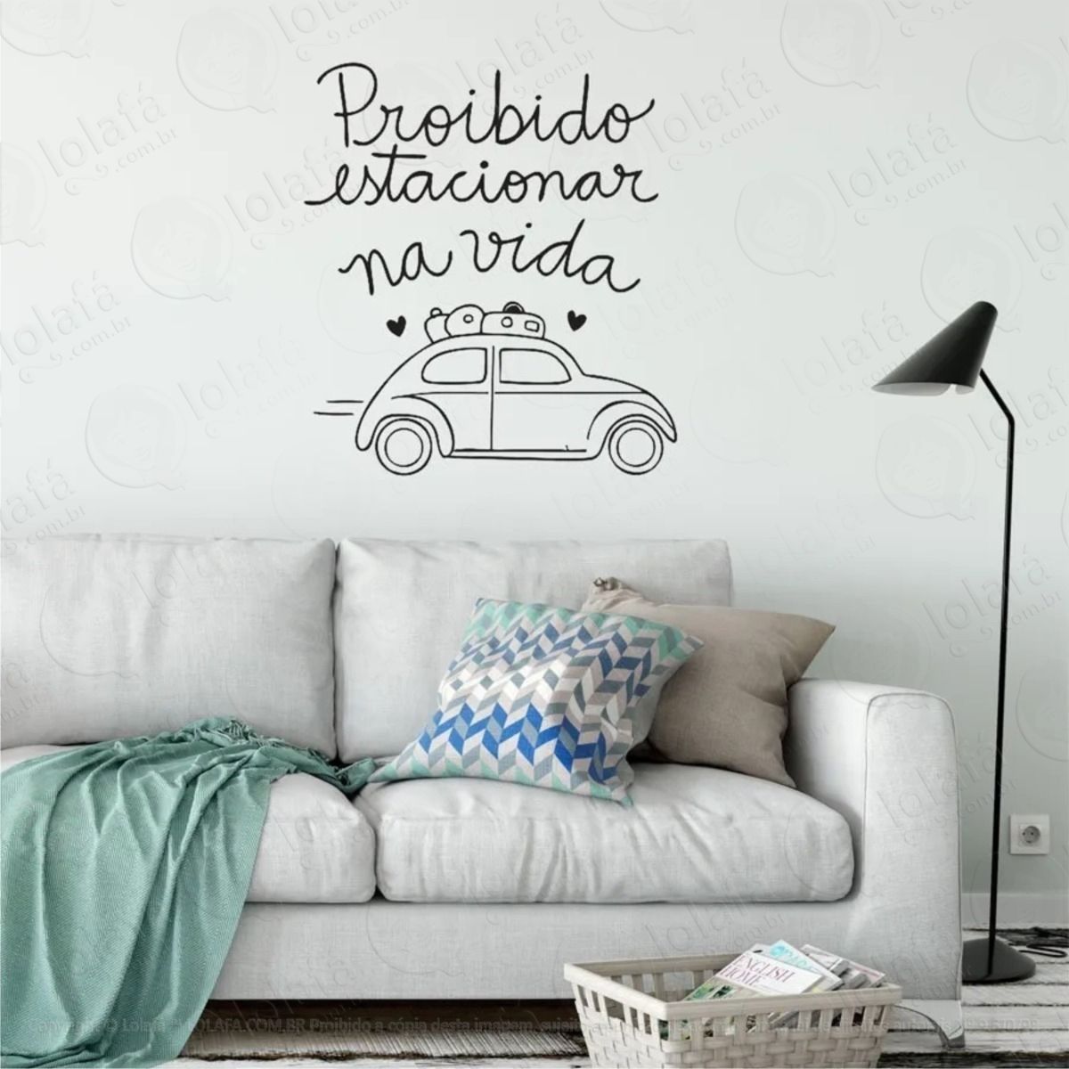 adesivo decorativo parede frase proibido estacionar na vida mod:680