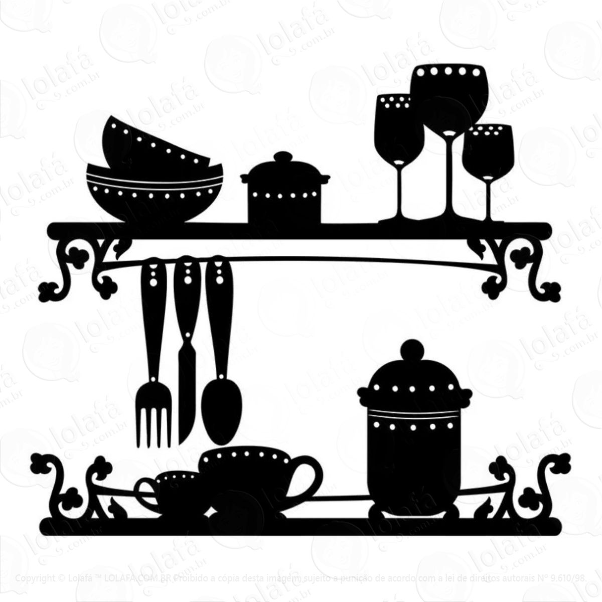 Adesivo Decorativo De Parede Cozinha Completa Utensílios Mod:684