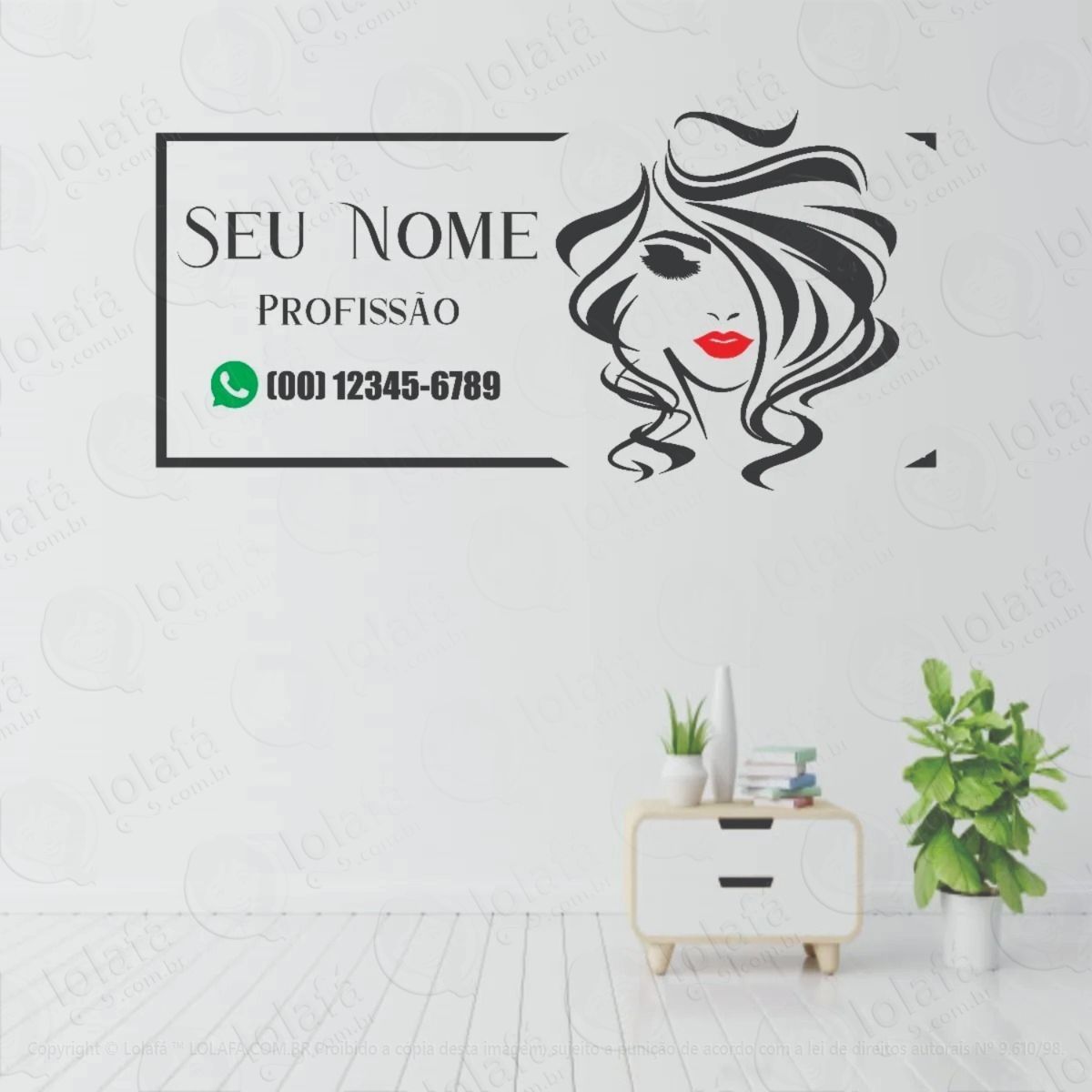 Adesivo Personalizado Nome Salão De Beleza Ateliê Maquiagem Mod:690