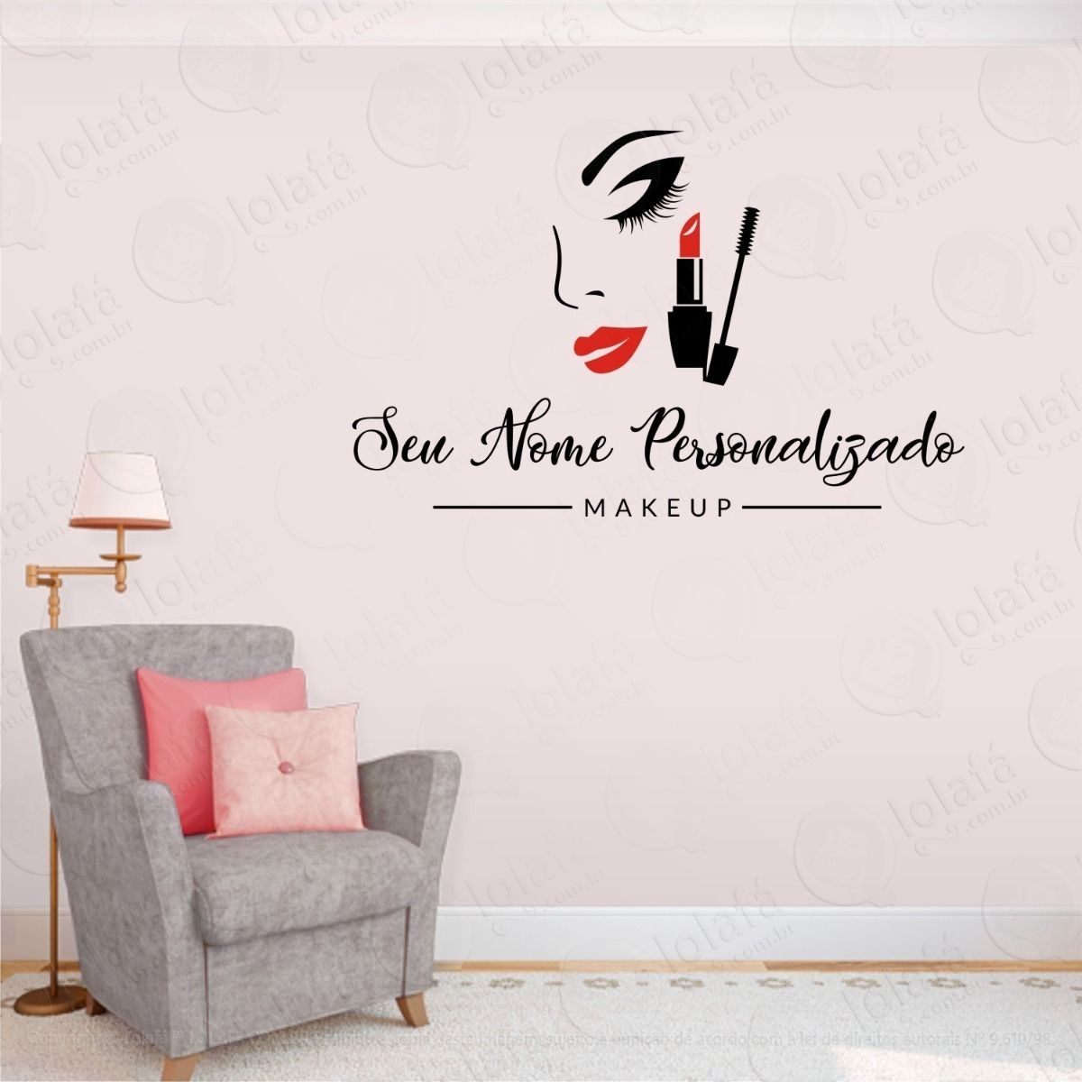 adesivo salão makeup estética maquiagem nome personalizado mod:693