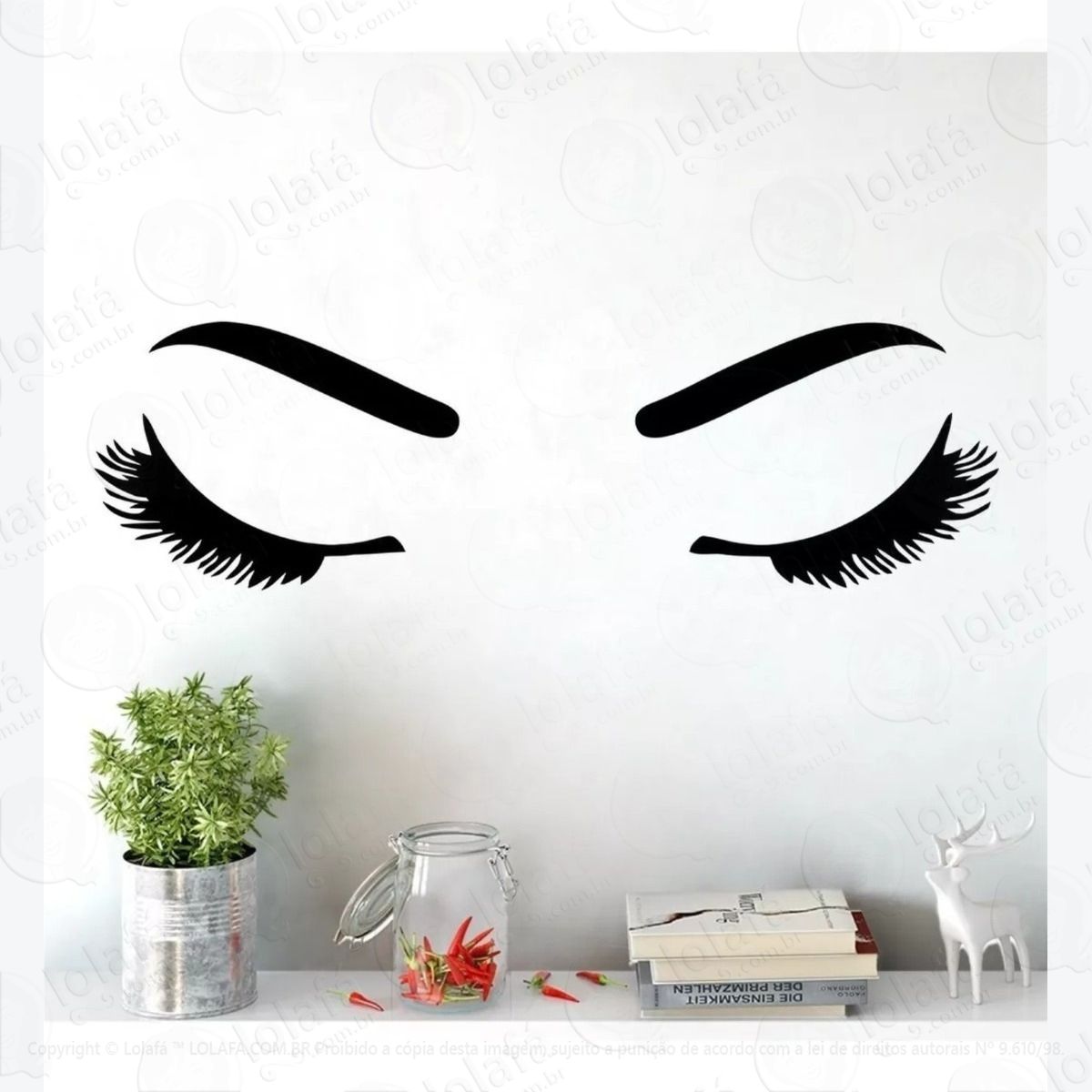 adesivo decorativo de parede manicure sobrancelhas cílios mod:736
