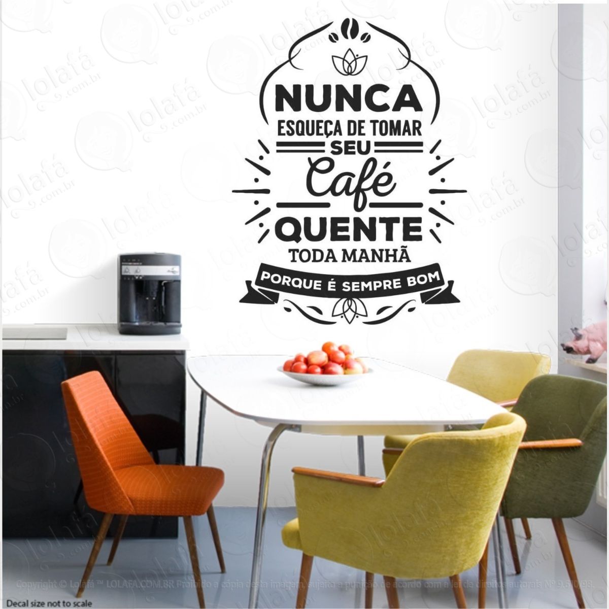 Adesivo Parede Frase Cozinha Geladeira Café Manha Quente Mod:772