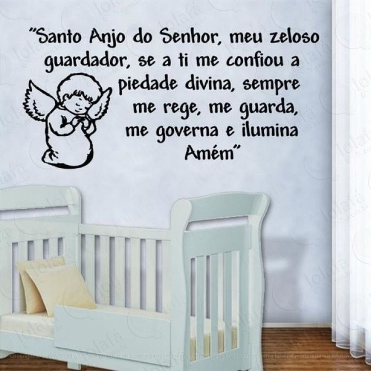 Adesivo De Parede Frase Santo Anjo Quarto Mod:774