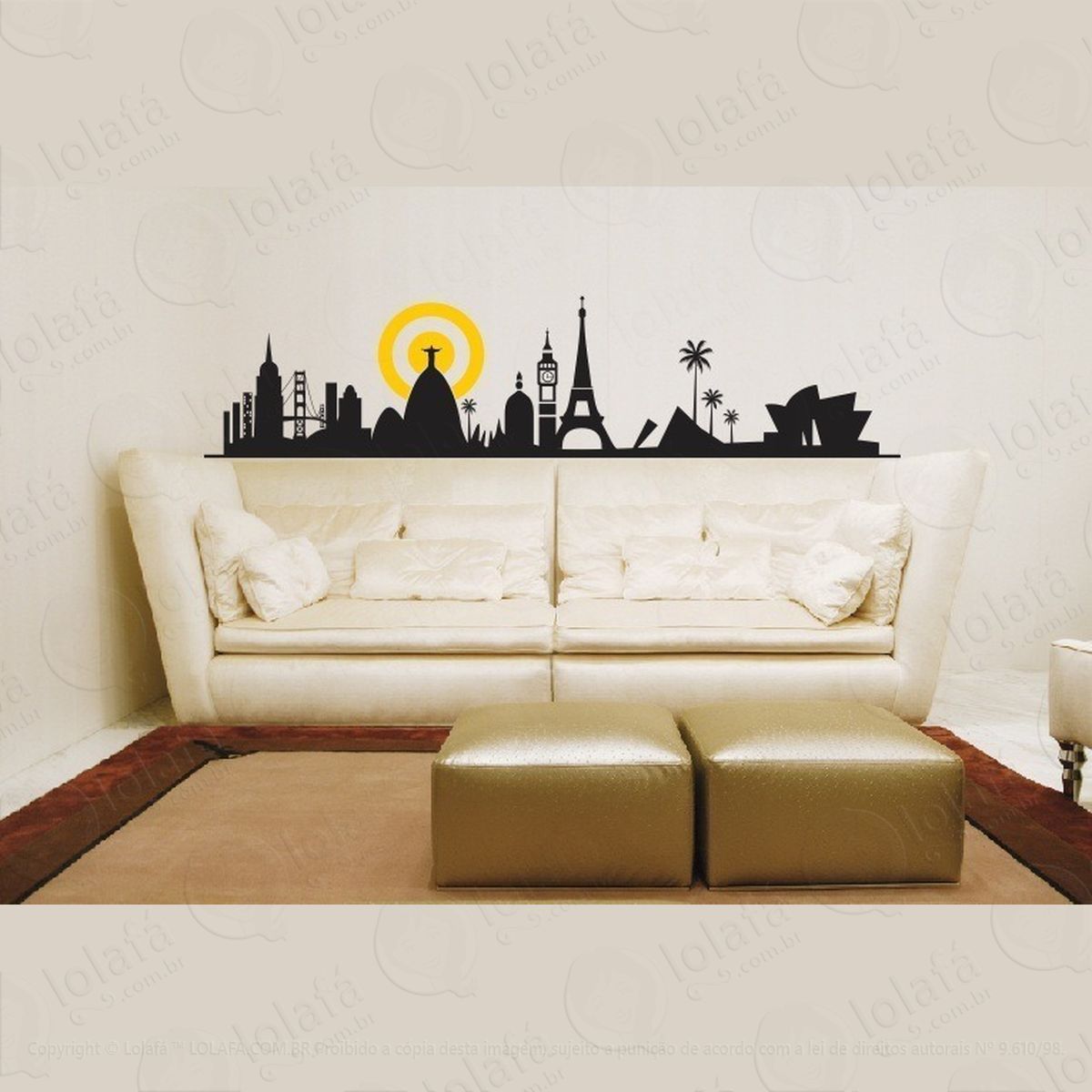 adesivo decorativo new york, rio, londres, paris mod:798