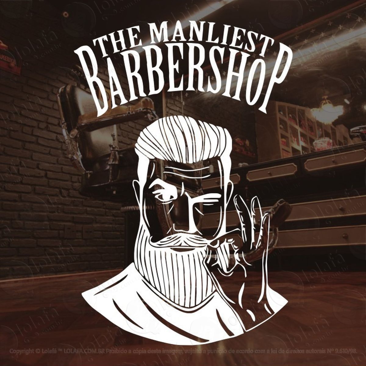 adesivo parede salão beleza cabeleireiros barbearia mod:804