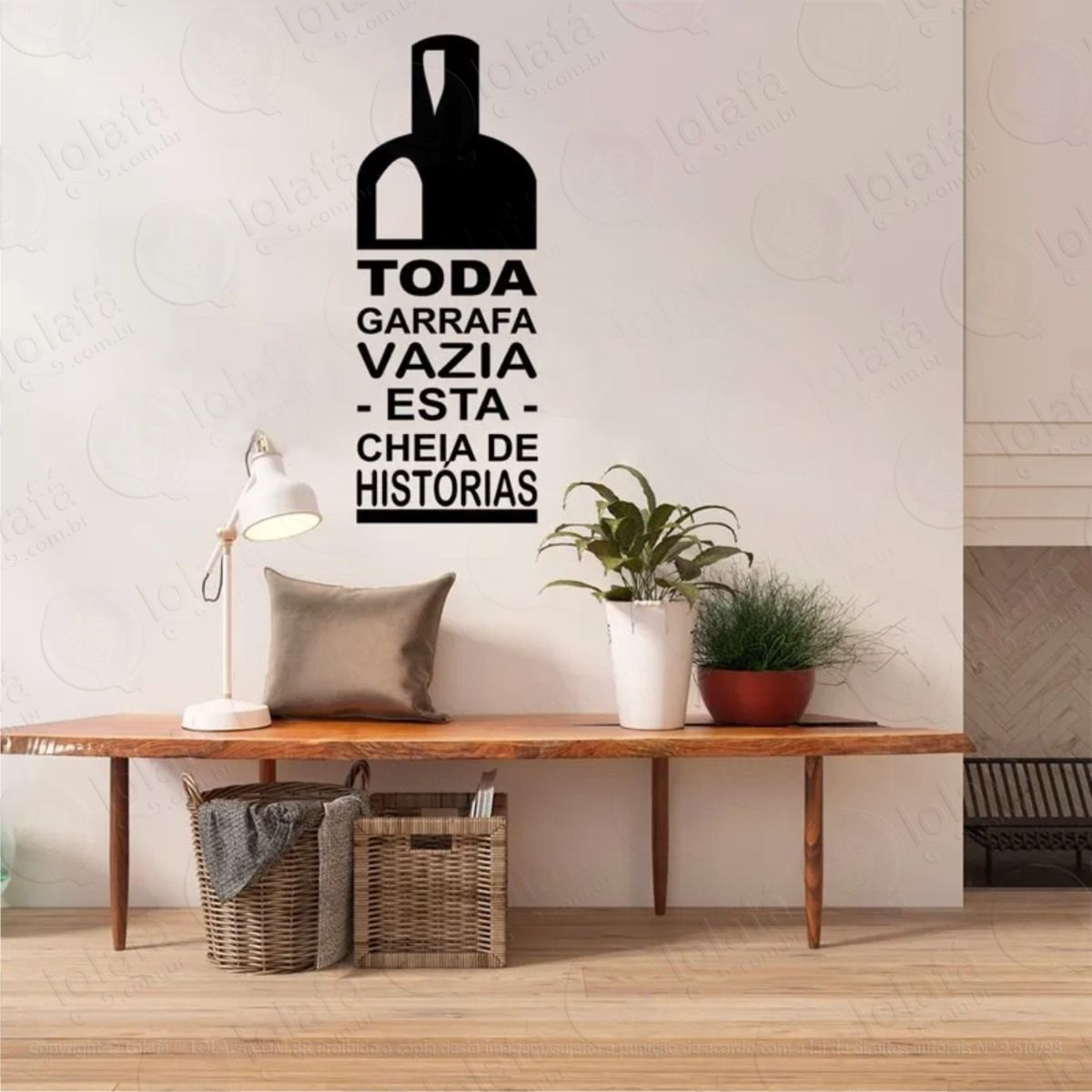 adesivo de parede frase garrafa vazia mod:821