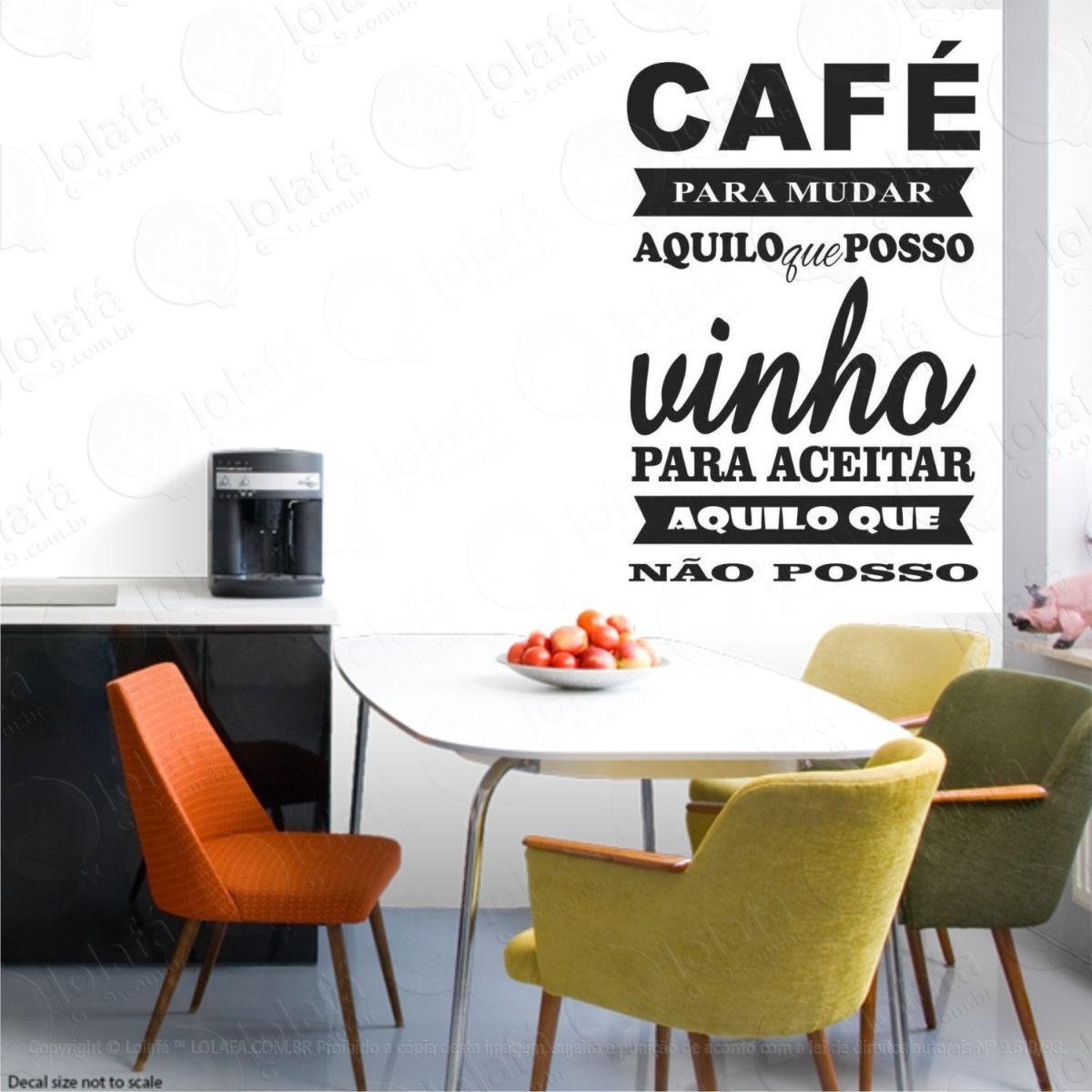 Adesivo Parede Frase Cozinha Geladeira Café Vinho Mudar Mod:822