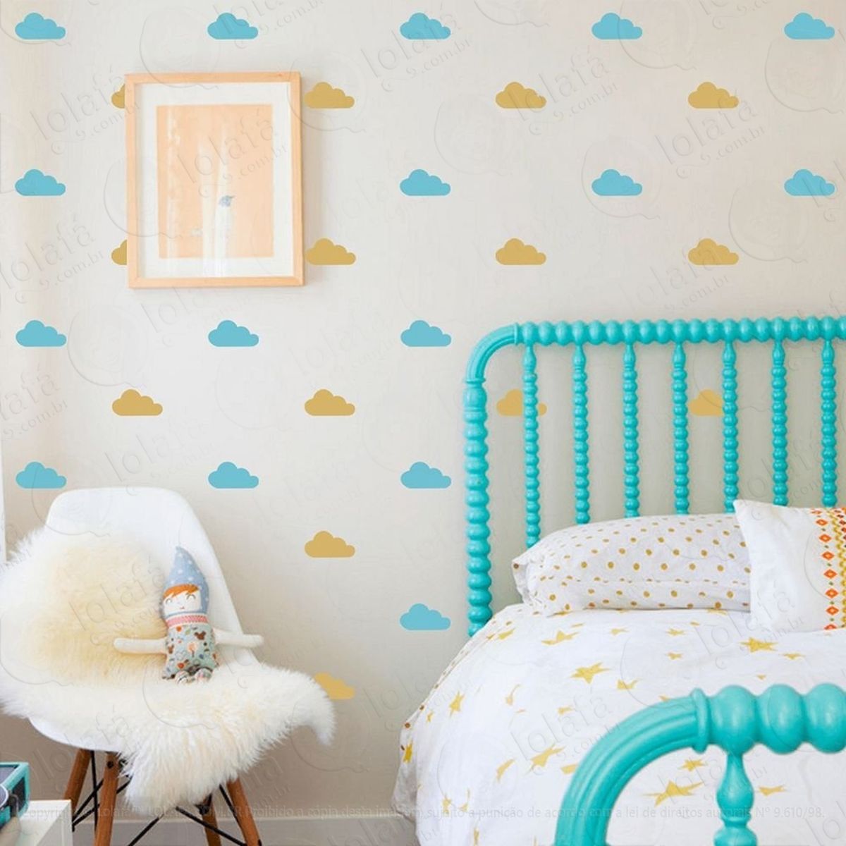adesivo infantil decorativo nuvens quarto sala menino menina mod:835