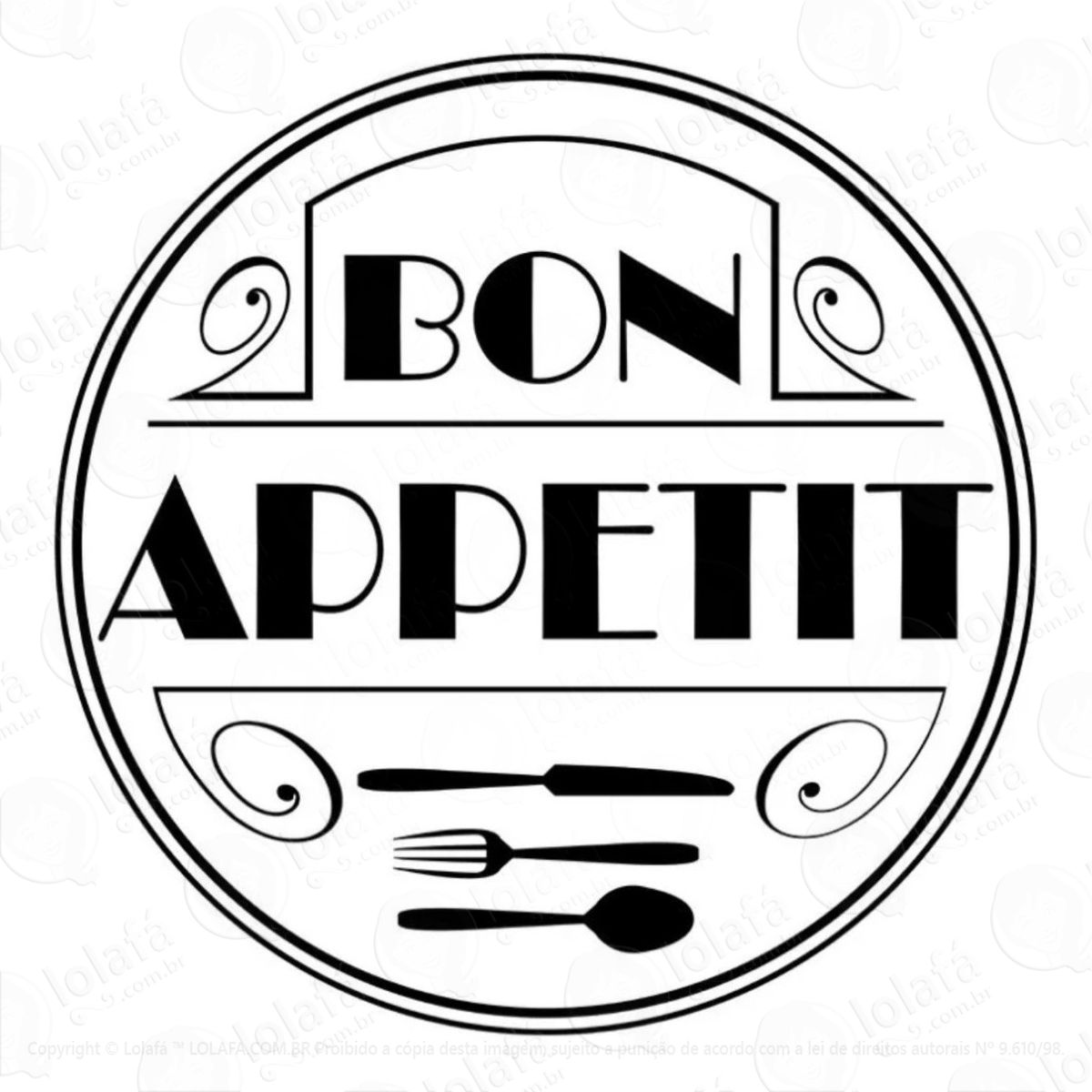 adesivo decorativo de parede talheres cozinha bon appetit mod:837