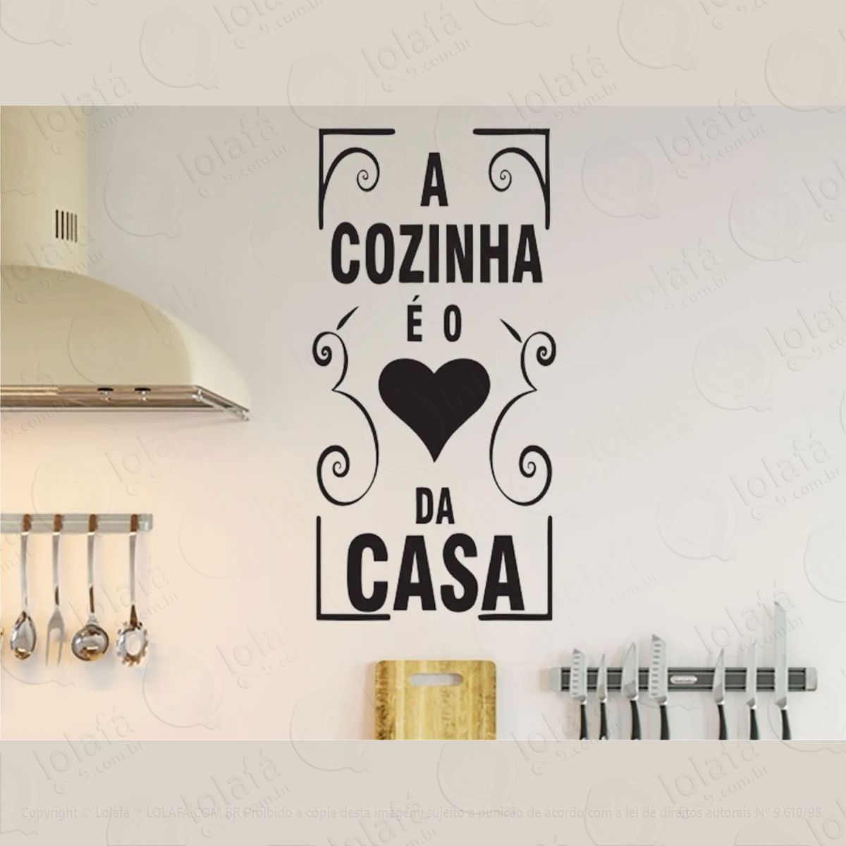 Adesivo Decorativo Frase A Cozinha É O Coração Da Casa Mod:840