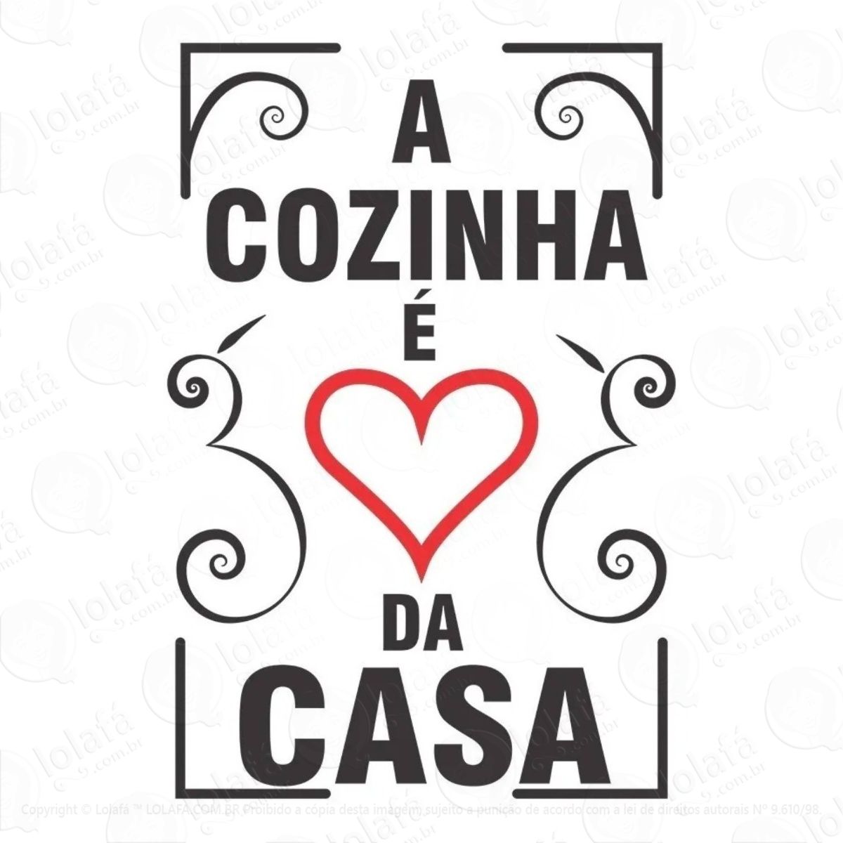 adesivo decorativo de parede sala cozinha coração da casa mod:848