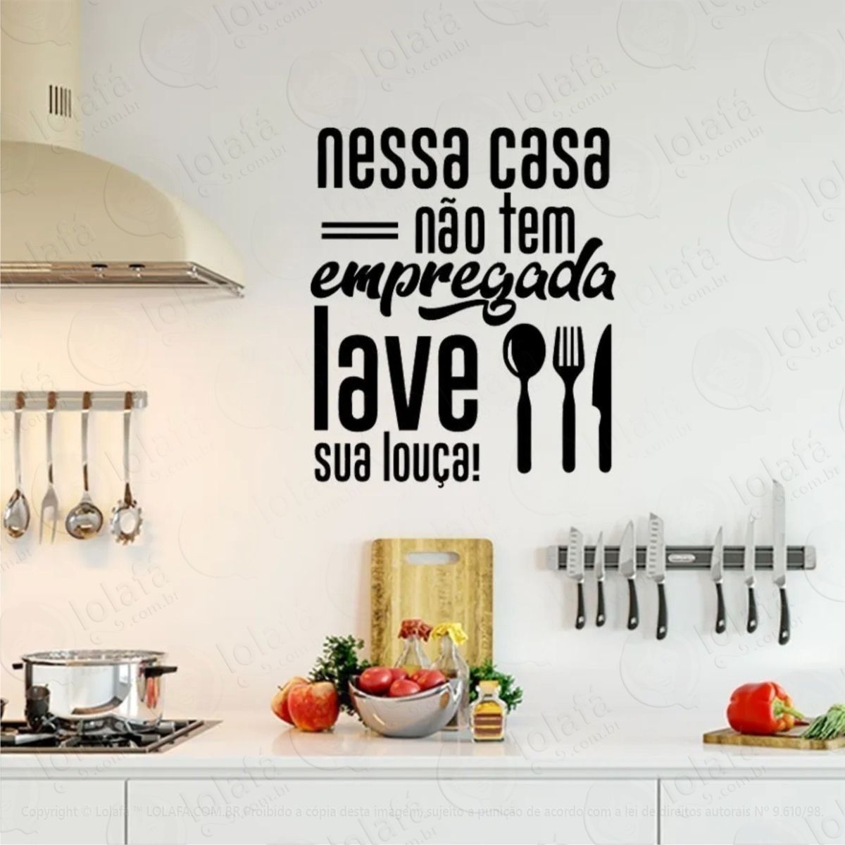 adesivo decorativo parede frase nessa casa não tem empregada mod:874