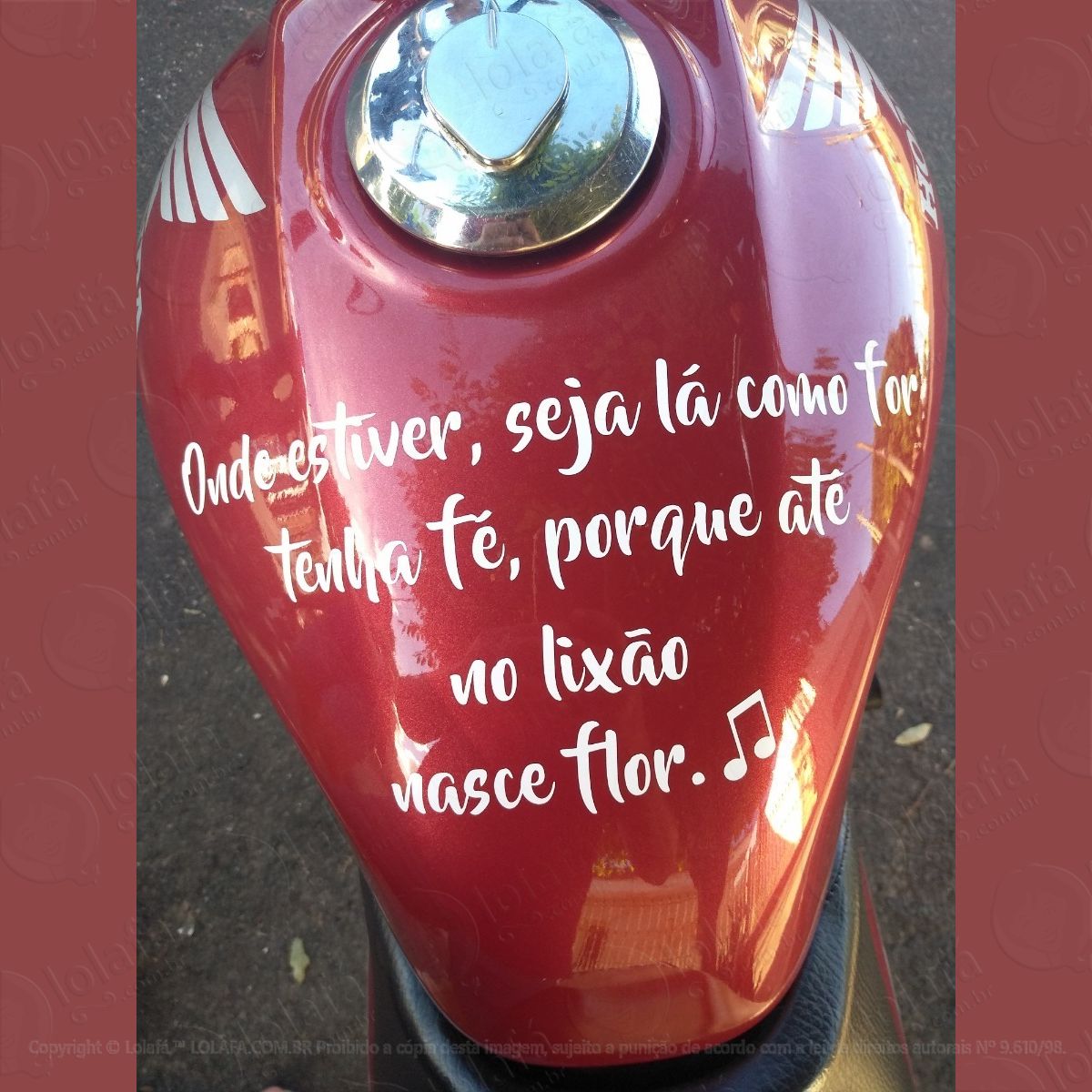 Adesivo Frase Tanque, Seja La Como For, Moto Titan Cg Yamah Mod:901